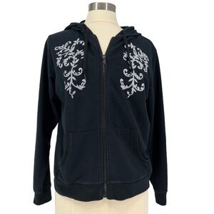 IACTIVE Black Embroidered Hoody Sweatshirt M